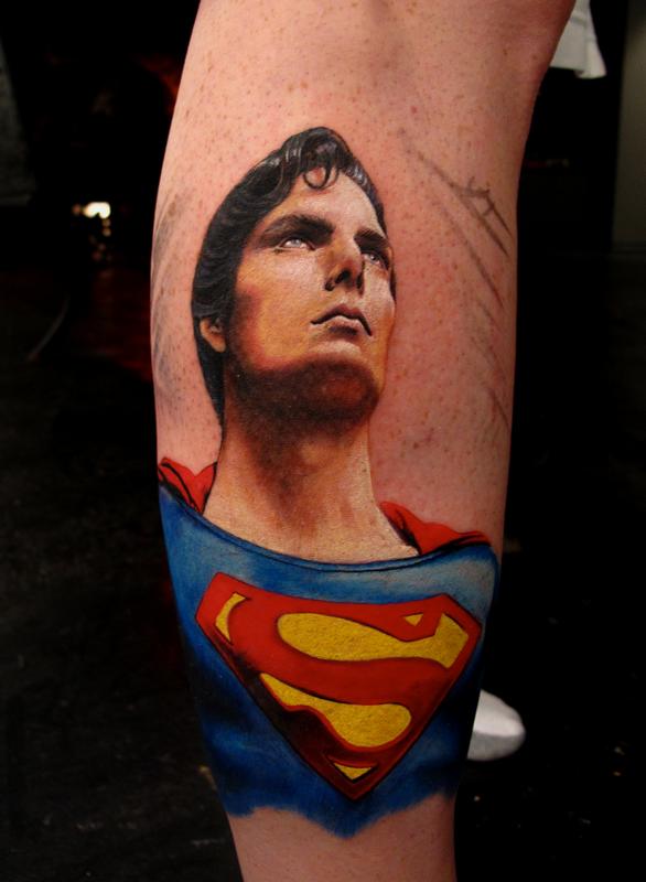 Superman in progress by Stefano Alcantara: TattooNOW