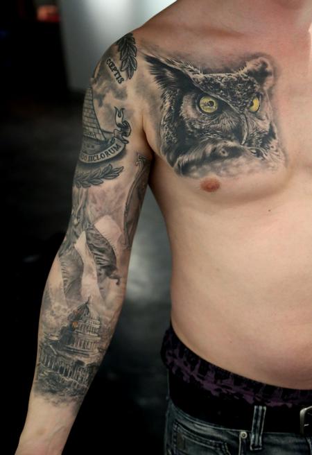 Stefano Alcantara - New World Order Tattoo Sleeve