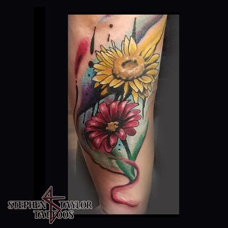 Tattoos - creative colorful watercoloresque flowers - 134721