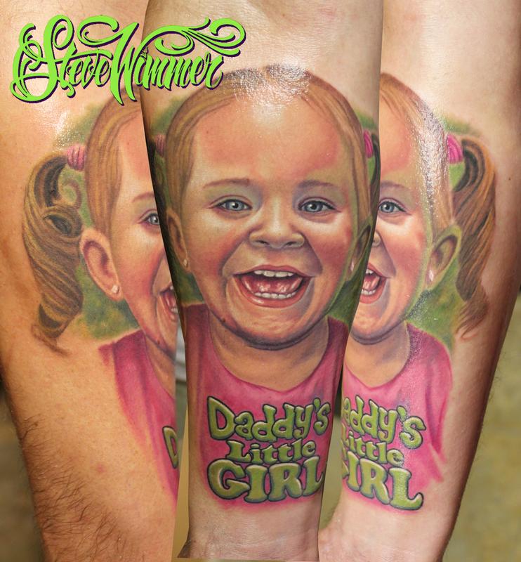 Daddy's Little Girl Portrait by Steve Wimmer: TattooNOW Daddy's Little Girl Portrait by Steve Wimmer: TattooNOW