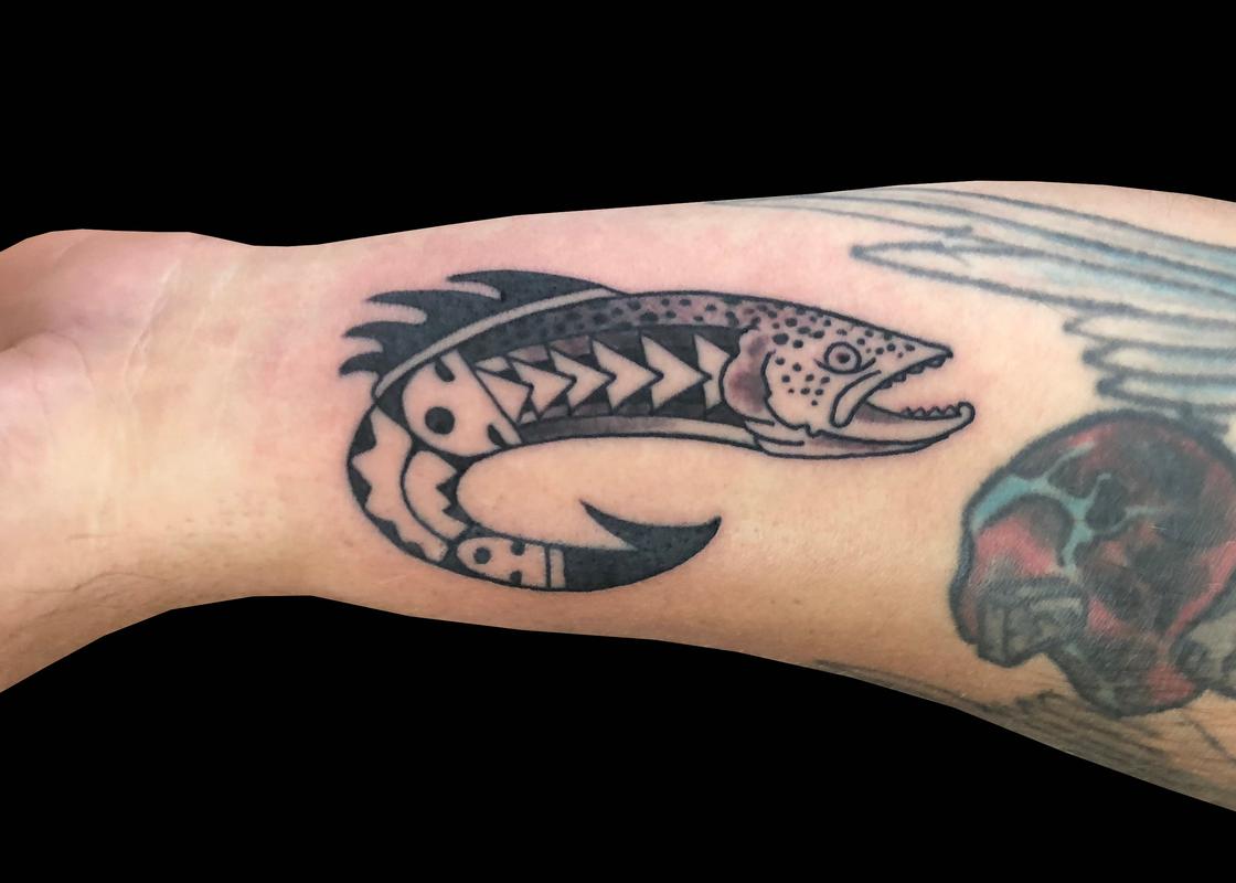 Tattoo of Fish hook Abundance tattoo  custom tattoo designs on  TattooTribescom