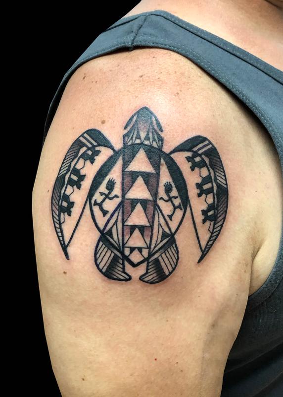 Polynesian Turtle Hawaiian Scene by Adam Considine: TattooNOW Polynesian Turtle Hawaiian Scene by Adam Considine: TattooNOW