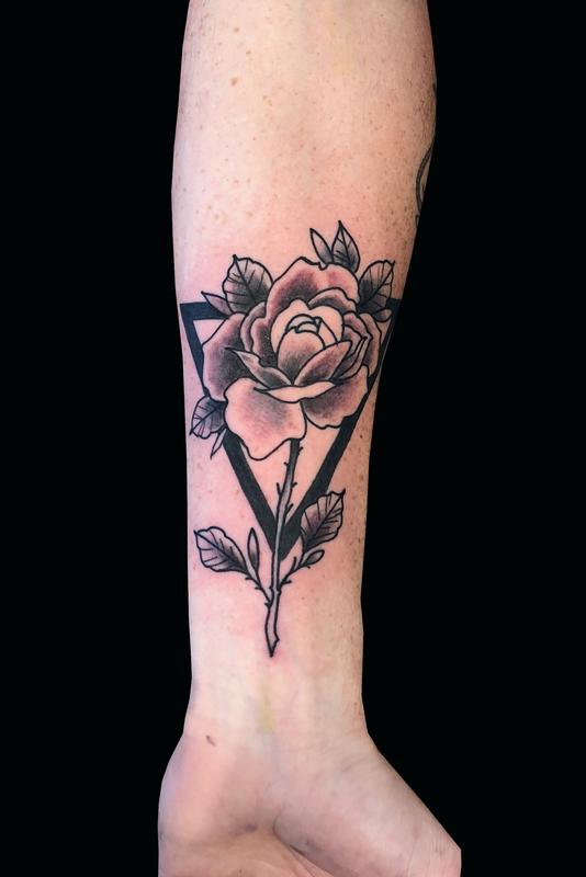 Geometric Triangle Flower Tattoo – neartattoos