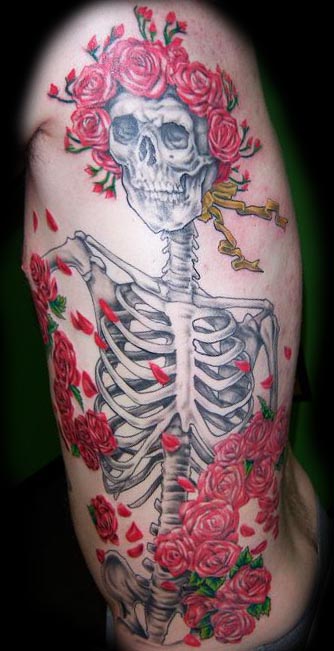 New School Skull And Roses Grateful Dead Tattoo Idea  BlackInk