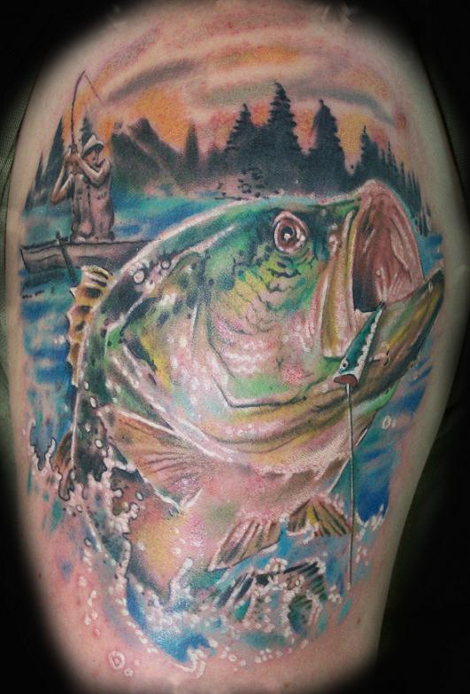 Tattoos - Bass Fishing Tattoo - 28975