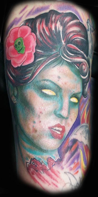 Tattoos - Monica Renee Zombie Pin-up Tattoo - 29390