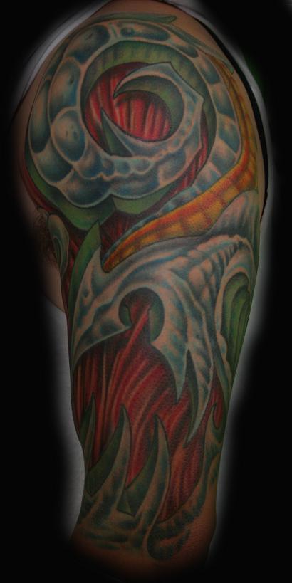 Stevie Monie - Bio Mech 1/4 Sleeve Tattoo