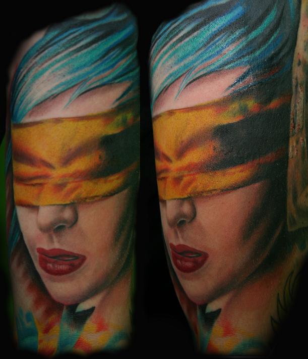 Tattoos - blindfold girl tattoo - 30066
