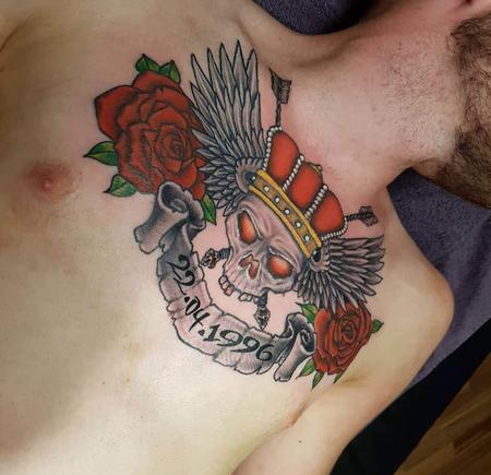 Tattoos - Crowned skull chest piece - 144911