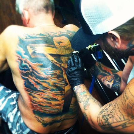 Tattoos - Salvador  Dali Inspired Backpiece Progress - 77921