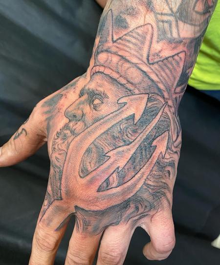 Stevie Monie - Poseidon Hand Tattoo