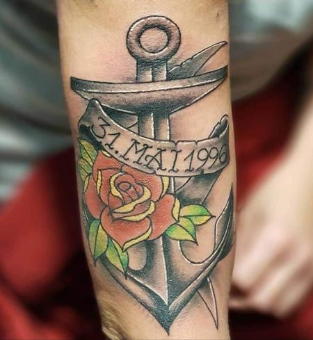 Jeffrey Blackburn  - Rose and anchor tattoo 