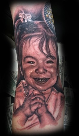 Tattoos - Little Girl Portrait Tattoo - 48677