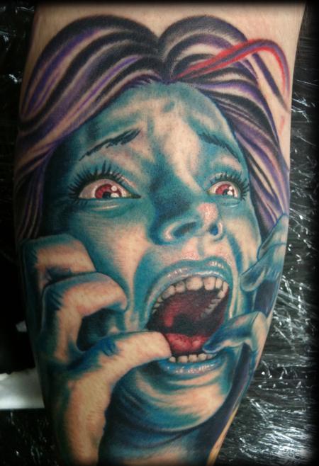 Stevie Monie - Screaming Girl Tattoo Close-up