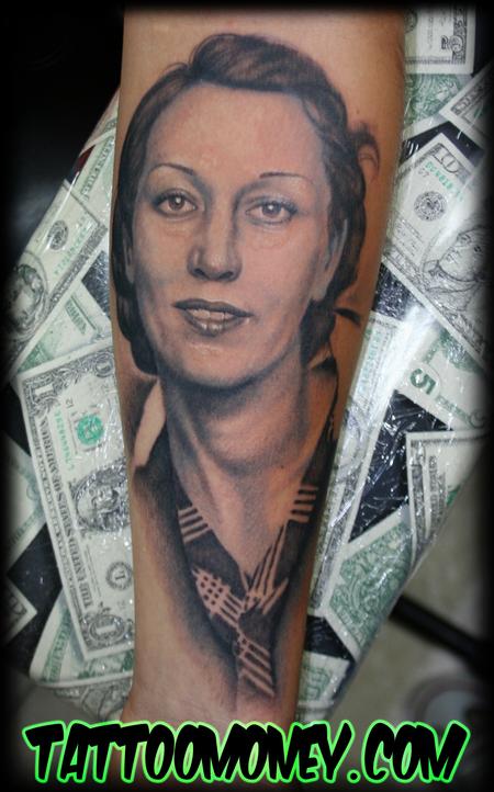 Stevie Monie - Codys Grandmother Portrait Tattoo