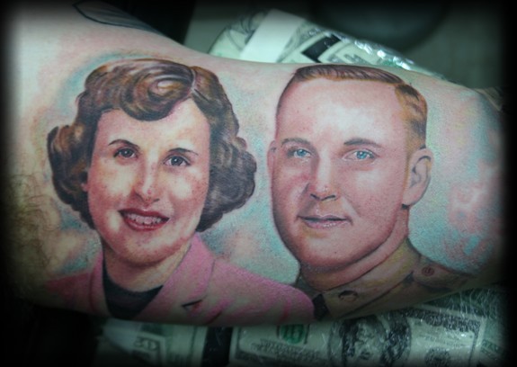 Stevie Monie - Grandparents Portrait tattoo