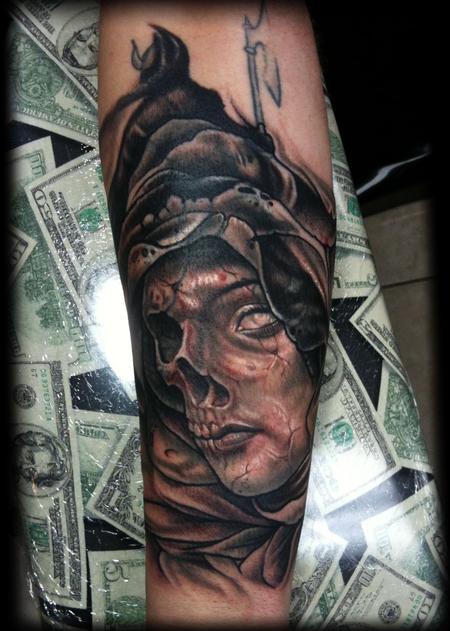 Stevie Monie - Skeletal Virgin Mary Tattoo