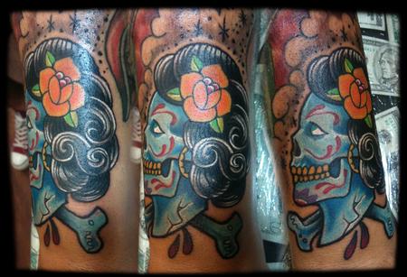 Tattoos - Neo-Traditional Day of the Dead Girl - 61323