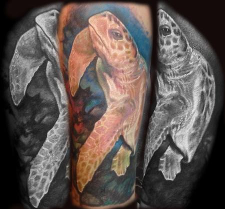 Stevie Monie - 3D Sea Turtle Tattoo