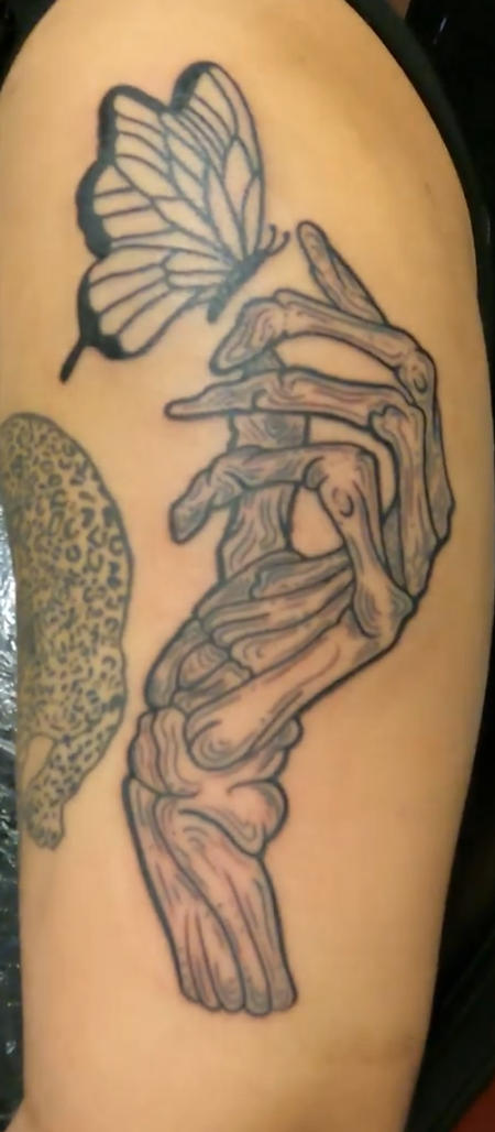 Tattoos - Butterfly Skeleton Hand Tattoo - 144054
