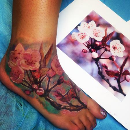 Stevie Monie - Cherry Blossom Foot Tattoo 