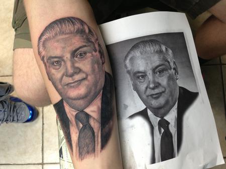 Tattoos - Justin's Grandfather Memorial Portrait Tattoo - 79429