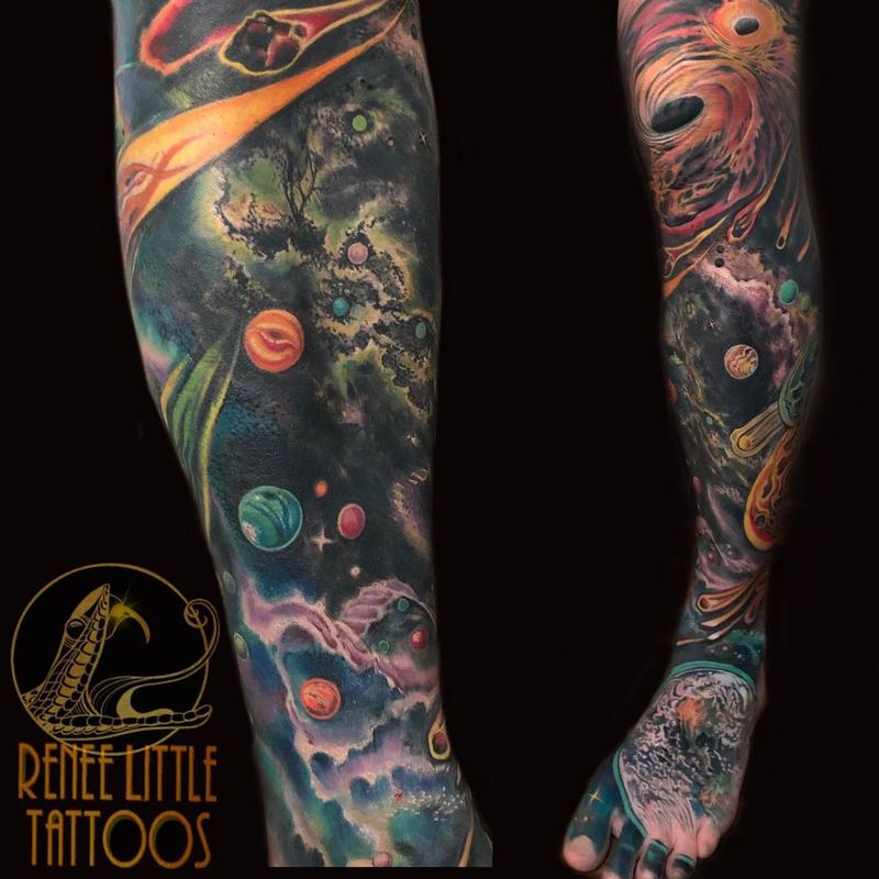 Premium Vector  Ufo in the space galaxy tattoo monoline badge design