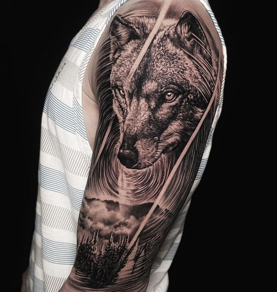 Wolf Sleeve by Jhon Gutti: TattooNOW Wolf Sleeve by Jhon Gutti: TattooNOW