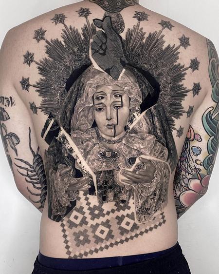 Tattoos - Weeping Maria Collage Back Piece - 143606