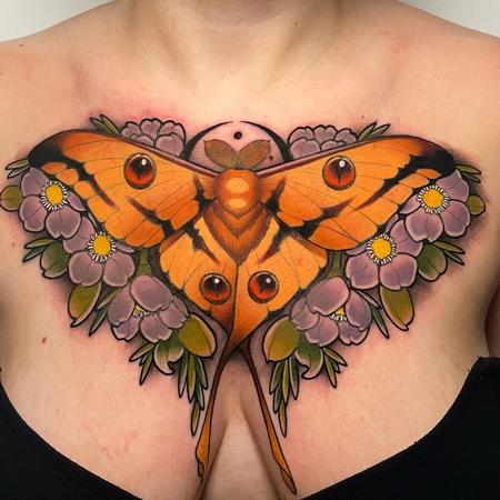 Gabe Motta - Neo Traditional Moth Tattoo