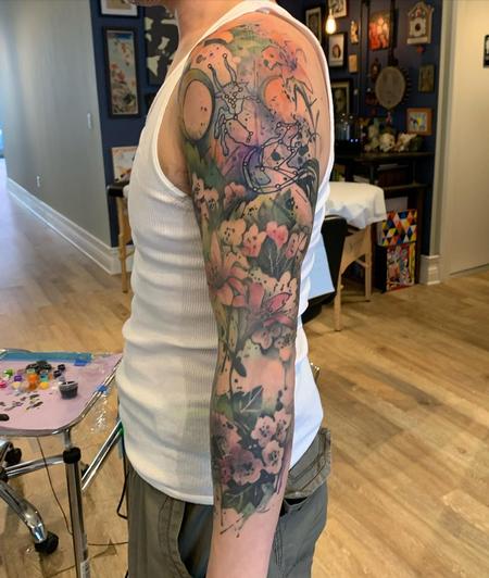 Tattoos - Astrology Flower Arm Sleeve - 144212