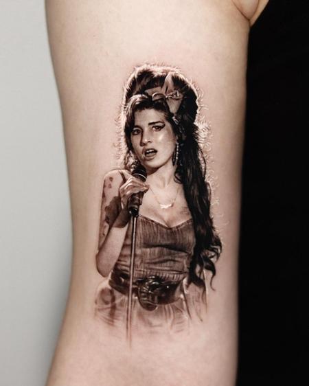 Amy Winehouse Portrait Tattoo Design Thumbnail