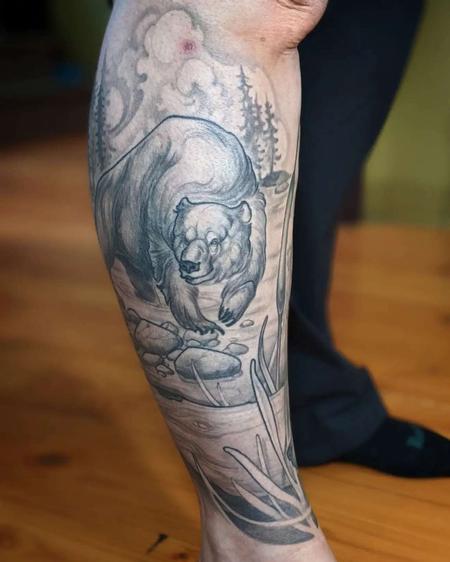 Tattoos - Grizzly Bear Leg Sleeve - 144336