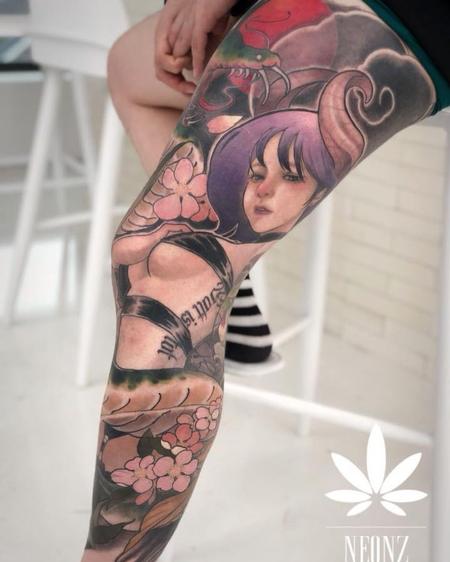 Tattoos - Leg Sleeve Pin-Up Girl - 143612