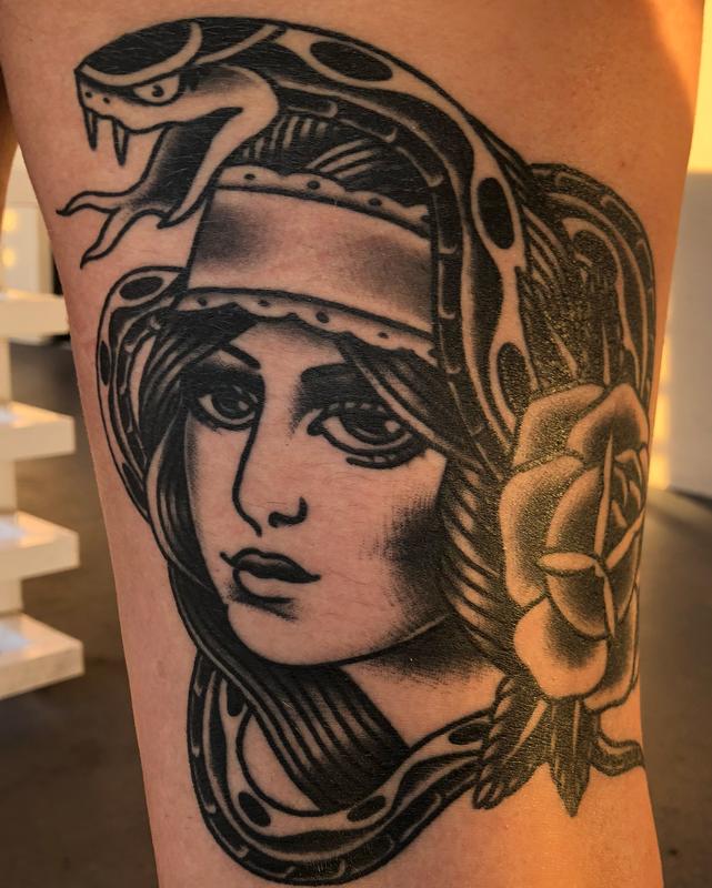 Traditional Woman and Snake Tattoo by Sean O'Hara: TattooNOW Traditional Woman and Snake Tattoo by Sean O'Hara: TattooNOW
