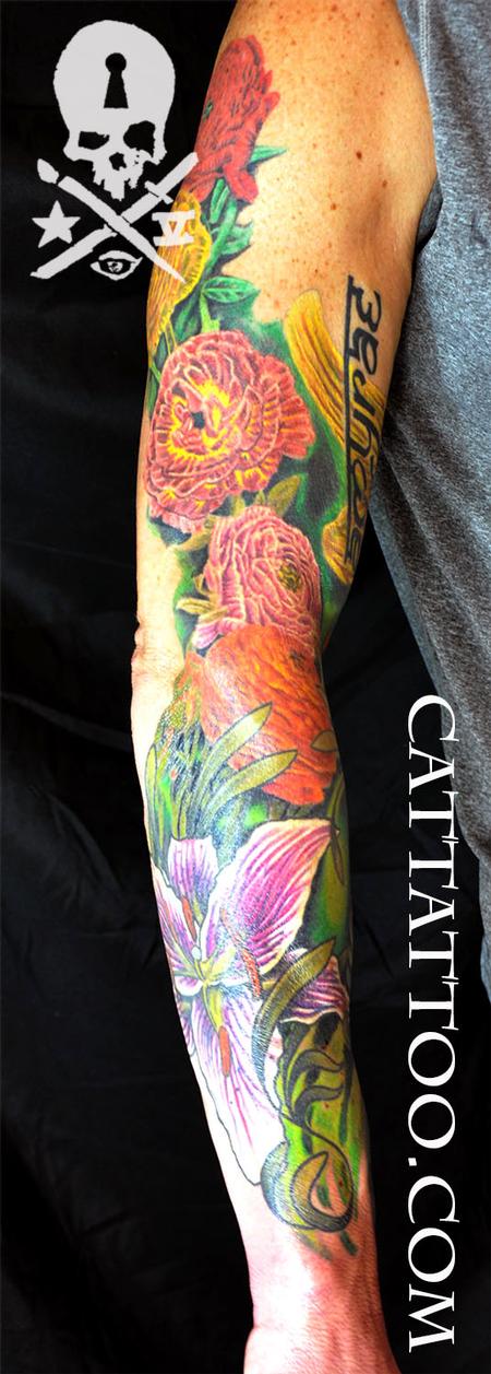 Terry Mayo - Floral Sleeve in progress