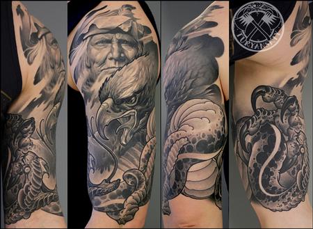 Tattoos - Native American, Eagle and Snake - 100728