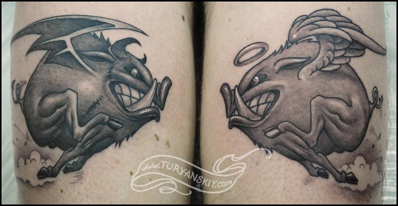 evil pig tattoo