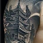 Tattoos - Eagle and pagoda  - 112078