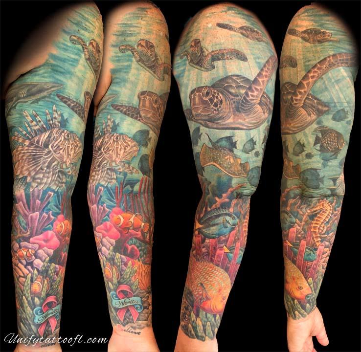 Tattoo uploaded by Tara  Artist vongray sleeve octopus ocean  underwater fish  Tattoodo