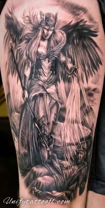 Valkyrie And Soldier Tattoo By Bart Andrews Tattoonow