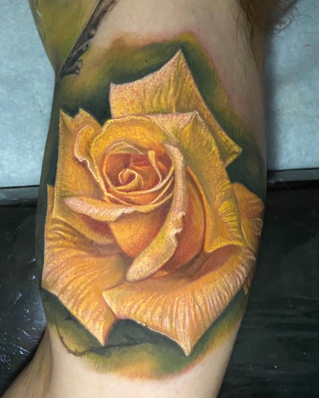 Traditional Yellow Rose by Cody at Level Up Tattoo in Port Charlotte  Florida  rtattoos