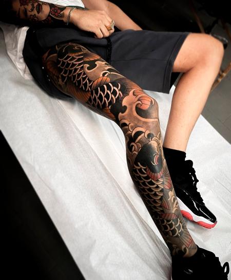 Tattoos - Japanese Leg Sleeve Koi - 144854