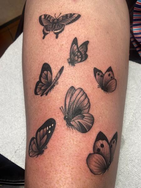 Tattoos - Black and Gray Butterflies - 142256
