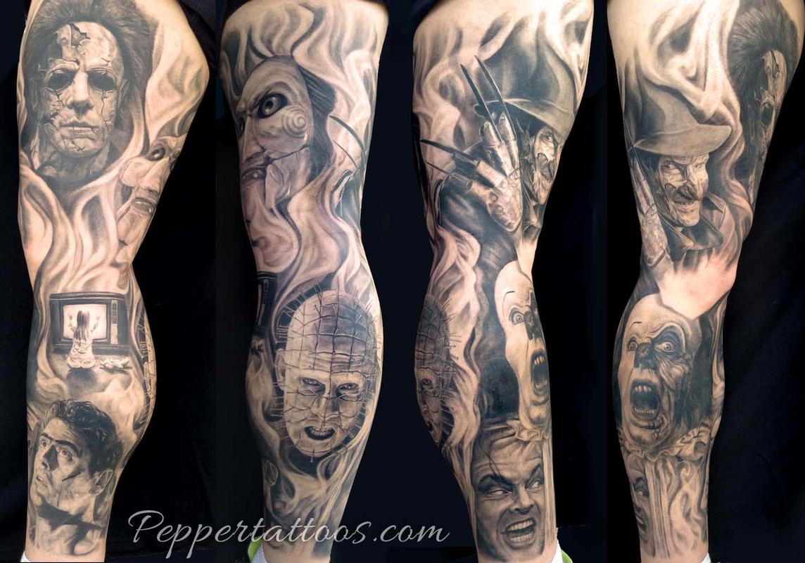 Tattoos - Horror Movie Leg Sleeve - 102129