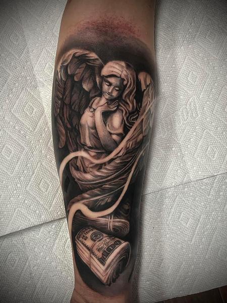 Tattoos - Black and Gray angel - 144869