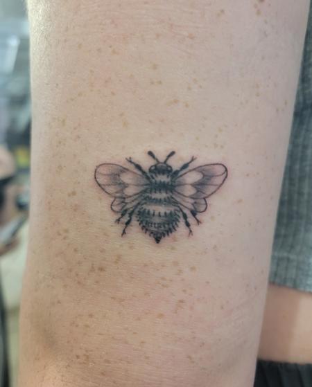 Tattoos - Black and Gray bee - 144864