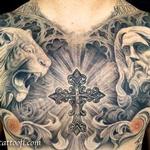 Tattoos - Black and Gray Chest Tattoo - 119186