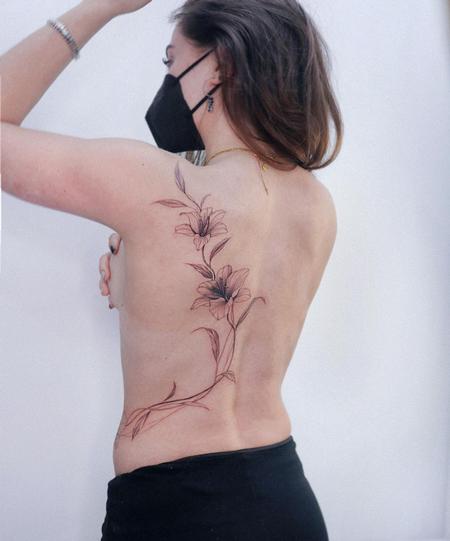 Tattoos - Flowering flowers back tattoo - 143936